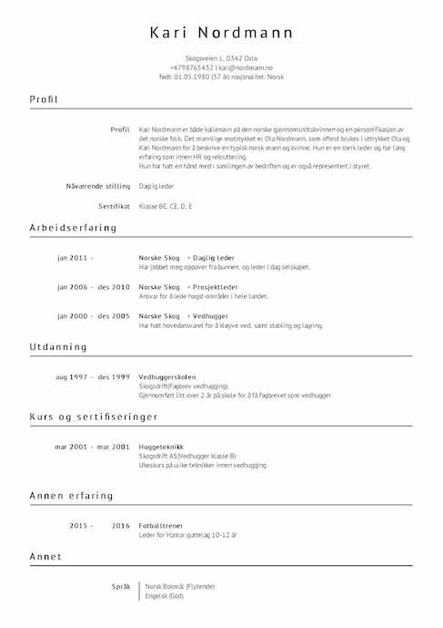 Standard - arbeidserfaring først